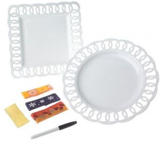 The Write Plate Write On Wipe Off Porcelain Plate with 4 Ribbons —