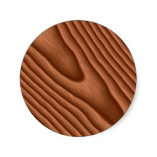 Brown Woodgrain Textured Round Stickers