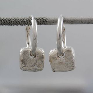 silver organic square hoop earrings by otis jaxon silver and gold jewellery