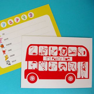 six london bus children's party invitations by moonglow art