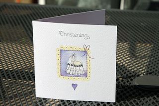 'christening' baby cot card by white mink