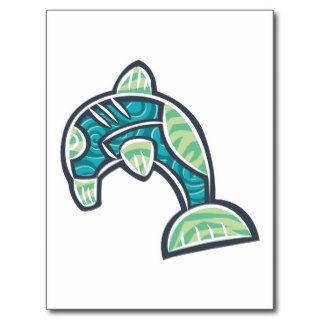 artsy patterned dolphin design post cards