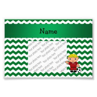 Personalized name soccer player green chevrons art photo