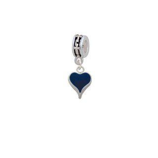 Small Long Blue Heart European Silver Cross Charm Dangle Bead Delight Jewelry Jewelry