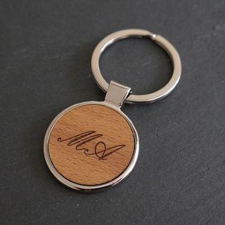 personalised wooden initials key ring by maria allen boutique