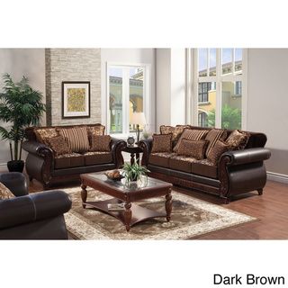 Furniture of America Traditional Franchesca 2 piece Fabric Leatherette Sofa Set Furniture of America Sofas & Loveseats