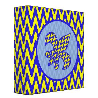 Blue and Yellow Fleur de lis Vinyl Binders