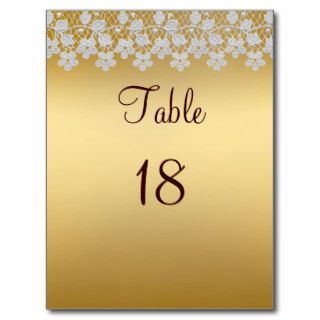 Gold And Lace Wedding Table Number Card Post Card