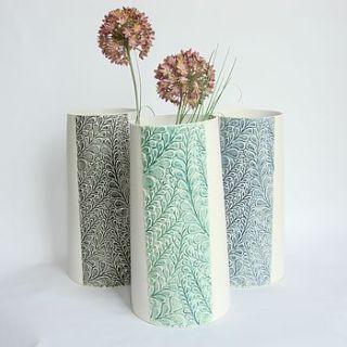 ceramic vase with texture detail by lauren denney