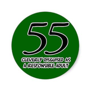 55th Birthday Disguise Round Stickers