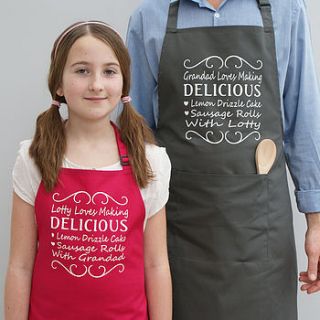 personalised 'grandad and me' apron set by sparks clothing