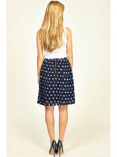 Sugarhill Boutique Midi pleated skirt with heart print Navy