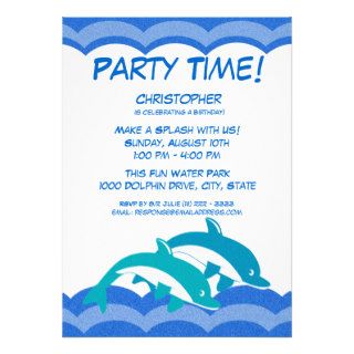 Dolphin Party Time Birthday Custom Invitation