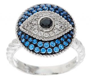 Judith Ripka Sterling Diamonique Evil Eye Textured Ring —