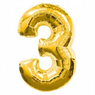 Number 3 Metallic Gold 40in Balloon Toys & Games