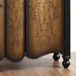 Hand Painted Two Tone Brown Scroll Finish Accent Chest Coffee, Sofa & End Tables