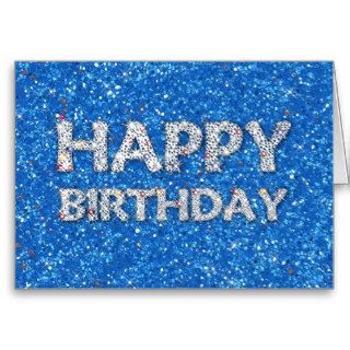 Happy Birthday Blue Glitter Greeting Card