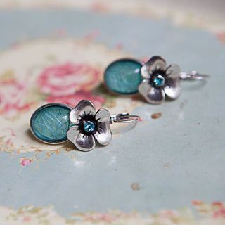 silver pewter turquoise earrings by this is pretty