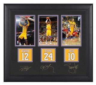 Kobe Bryant, Dwight Howard, and Steve Nash Framed 4x6 Photograph  Details Los Angeles Lakers, with Facsimile Signatures and Jersey Number Replica Miniatures Home & Kitchen