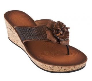 Clarks Mimmey Claire Woven Raffia Wedge Thong Sandals —