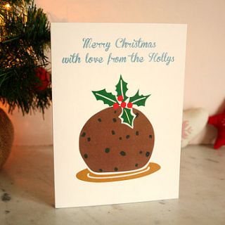 personalised christmas pudding cards by made by ellis