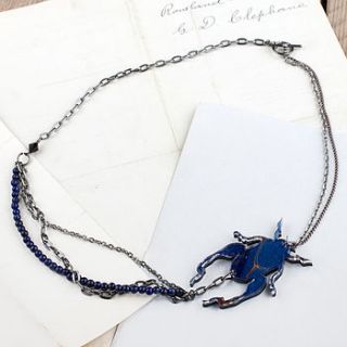 beetle necklace with lapis lazuli by helen ward studio