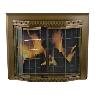 Pleasant Hearth Grandior Fireplace Glass Door — For Masonry Fireplaces, Medium, Antique Brass, Model GR-7201  Fireplace Doors