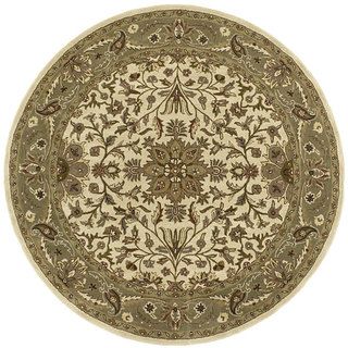 Handmade Elite Traditional Beige Wool Rug (6' Round) St Croix Trading Round/Oval/Square