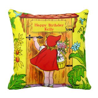 Little Red Riding Hoods Birthday Visit Throw Pillow