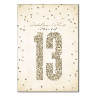 Glitter Look Confetti Wedding Table Numbers   13 Table Cards
