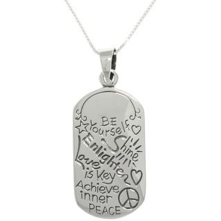 Carolina Glamour Collection Sterling Silver Peace Dog Tag Necklace Carolina Glamour Collection Sterling Silver Necklaces