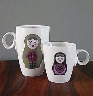 mummy and me doll porcelain mugs by that lovely shop