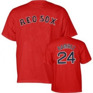 Manny Ramirez 24 Boston Red Sox Red Name and Number Adult T Shirt (Small)  Sports Related Merchandise  Clothing