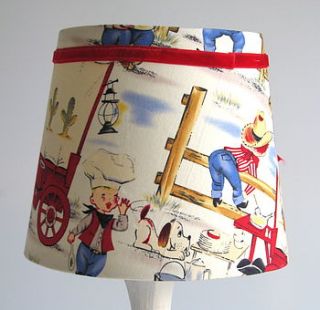 retro cowboy handmade lampshade small  by rosie's vintage lampshades