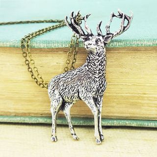 standing stag necklace pendant pewter by wild life designs