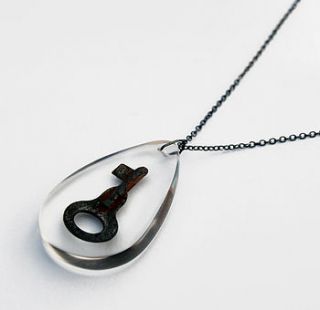 vintage key resin pendant no.33 by katie & the wolf