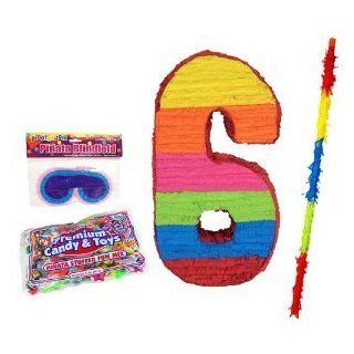 Number Six Pinata Kit Including Pinata, Buster Stick, Blindfold, 3 lb Toy and Candy Filler Toys & Games