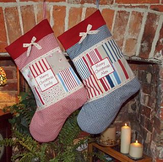 patchwork christmas stocking by tuppenny house designs