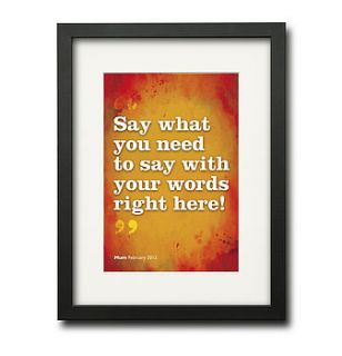 personalised say it in your own words print by watermark
