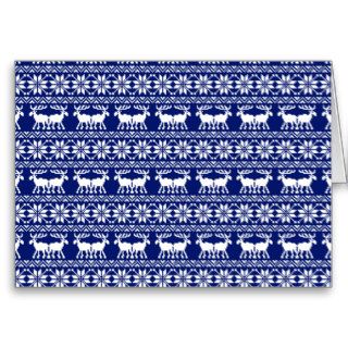 Ugly christmas sweater pattern navy blue card