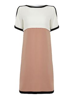 Marella Sigla short sleeved colour block shift dress Light Brown