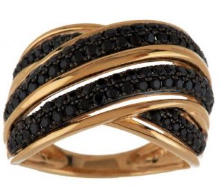 1.00 ct tw Black Spinel Criss Cross Design Ring, 14K Gold —