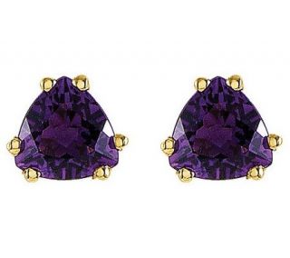 Trillion Cut Gemstone Stud Earrings, 14K Gold —