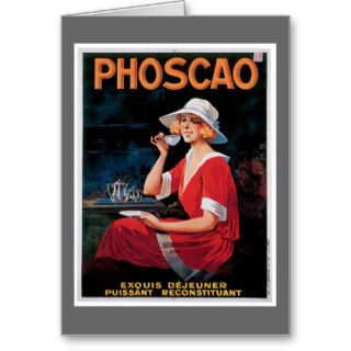 Phoscao Vintage Chocolate Drink Ad Art Greeting Card