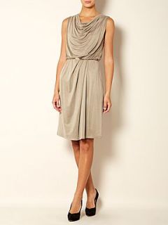 MaxMara Diogini belted cowl neck dress with jewel detail Sand