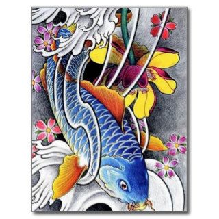 Cool Japanese Koi Fish tattoo art Post Card