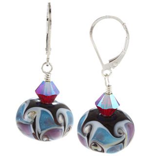 Charming Life Sterling Silver Multi colored Glass and Crystal Earrings Charming Life Fashion Earrings