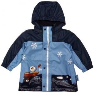 Playshoes Jungen Regenmantel 408595 11 Playshoes Winter Regenjacke mit Fleecefutter, Style Eskimo, marine hellblau (Weitere Farben) Bekleidung