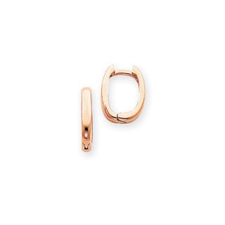 Jewelryweb 14k Rose Gold Oval Hinged Hoop Earrings