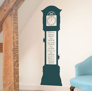 'hickory dickory dock' clock wall sticker by leonora hammond